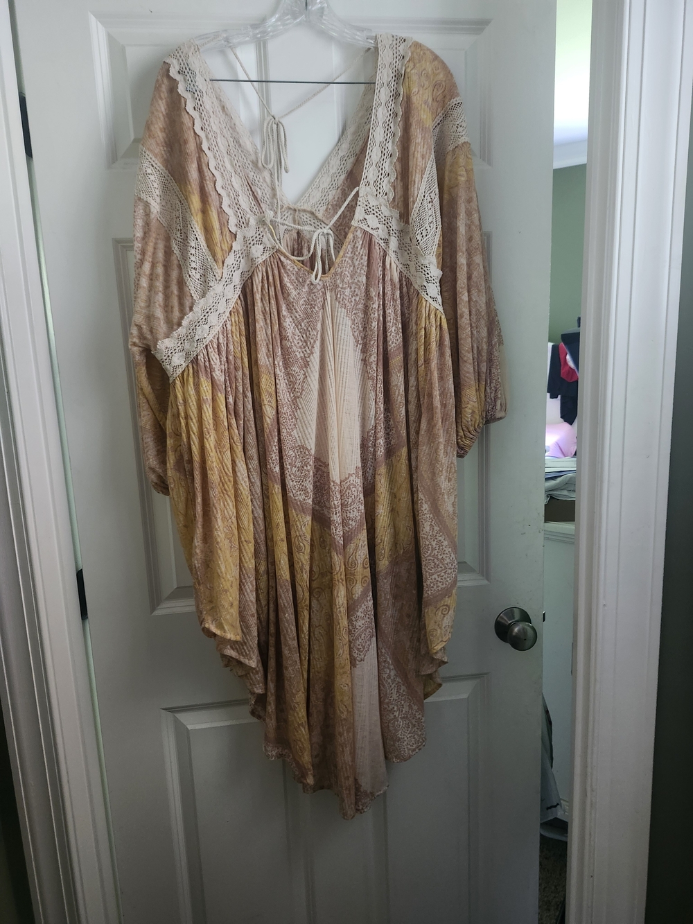 Free People Asymmetrical Boho Dress in Beige, Yellow, Cream - Picture 4 of 7